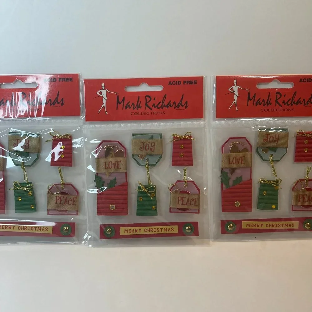 Scrapbook Embellishments Stickers Merry Christmas Gifts Tags Paper Crafts Cards